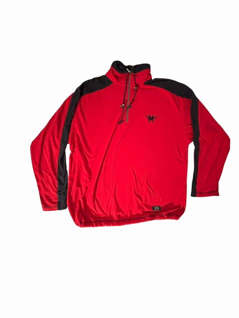 Ouray Sportswear Vintage Red Black Colorblock Fleece Quarter Zip Pullover Men's